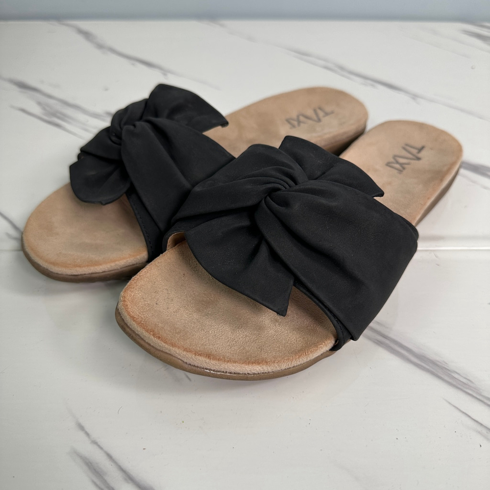 TAXI black Bow Slip‎ On Resort Sandals 39